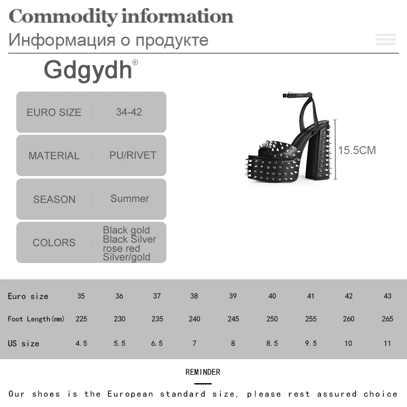 

Gdgydh 2021 Summer Rome Sandals For Women Open Toe Rivets Platform Thick High Heels Female Sandals Ankle Strap Buckles Shoes