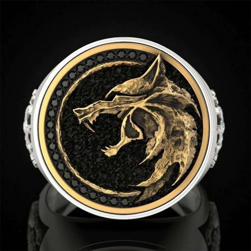 

Retro Wizard Hunter Wolf Claw Virgin Warrior Two-color Men's Ring Birthday Holiday Gift Domineering Party Jewelry Wholesale