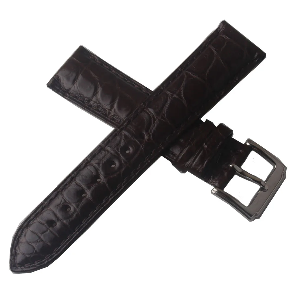 Ремешок из натуральной кожи для мужских часов браслет с черной крокодиловой