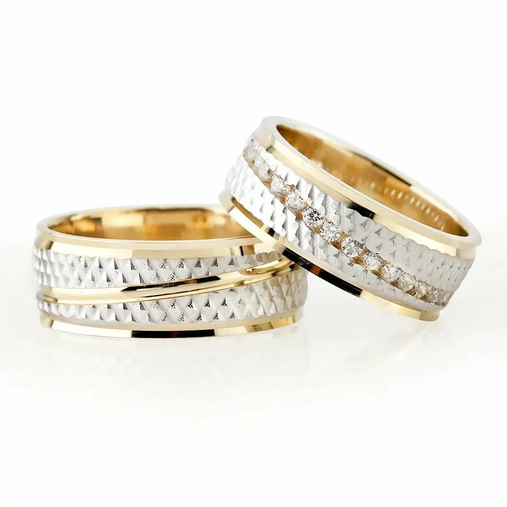 

Modern Waterway Design 925 Sterling Silver Couple Wedding Rings