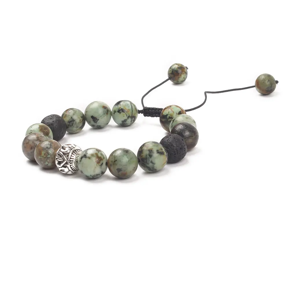 Винтаж Для мужчин браслет Макси подвески из природного камня регулируемый