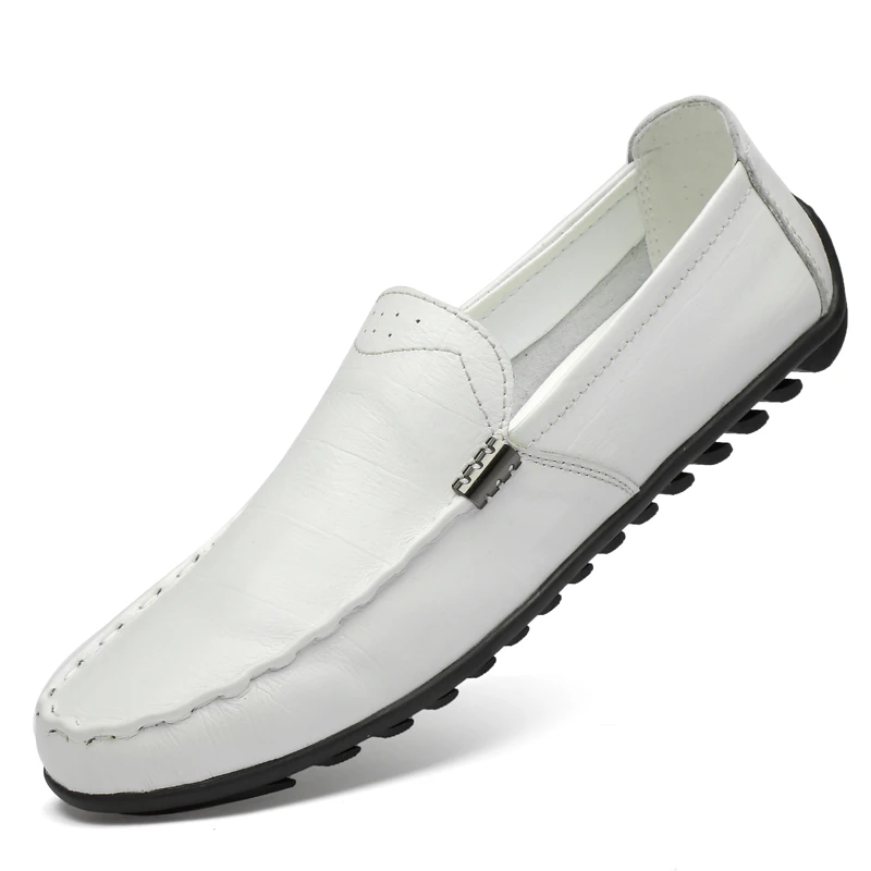 Лоферы мужские из натуральной кожи дышащие на плоской подошве | Обувь