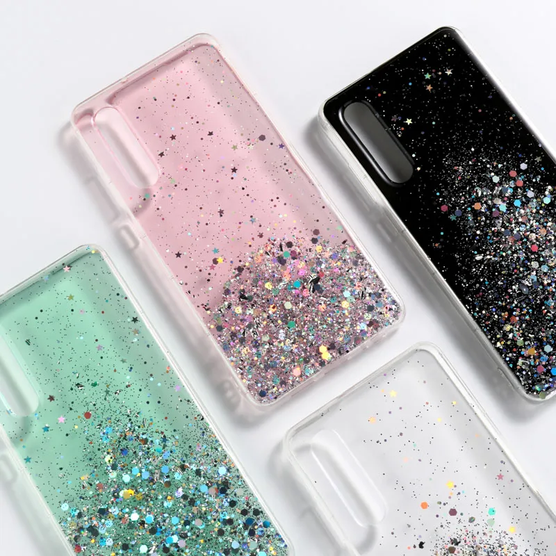 

Epoxy Case For Huawei P40 Lite Cases Bling Glitter Bumper Huawei P30 Pro P10 Y7 Y6 Y5 Y9 Prime 2019 2018 P8 P9 Lite 2017 Covers