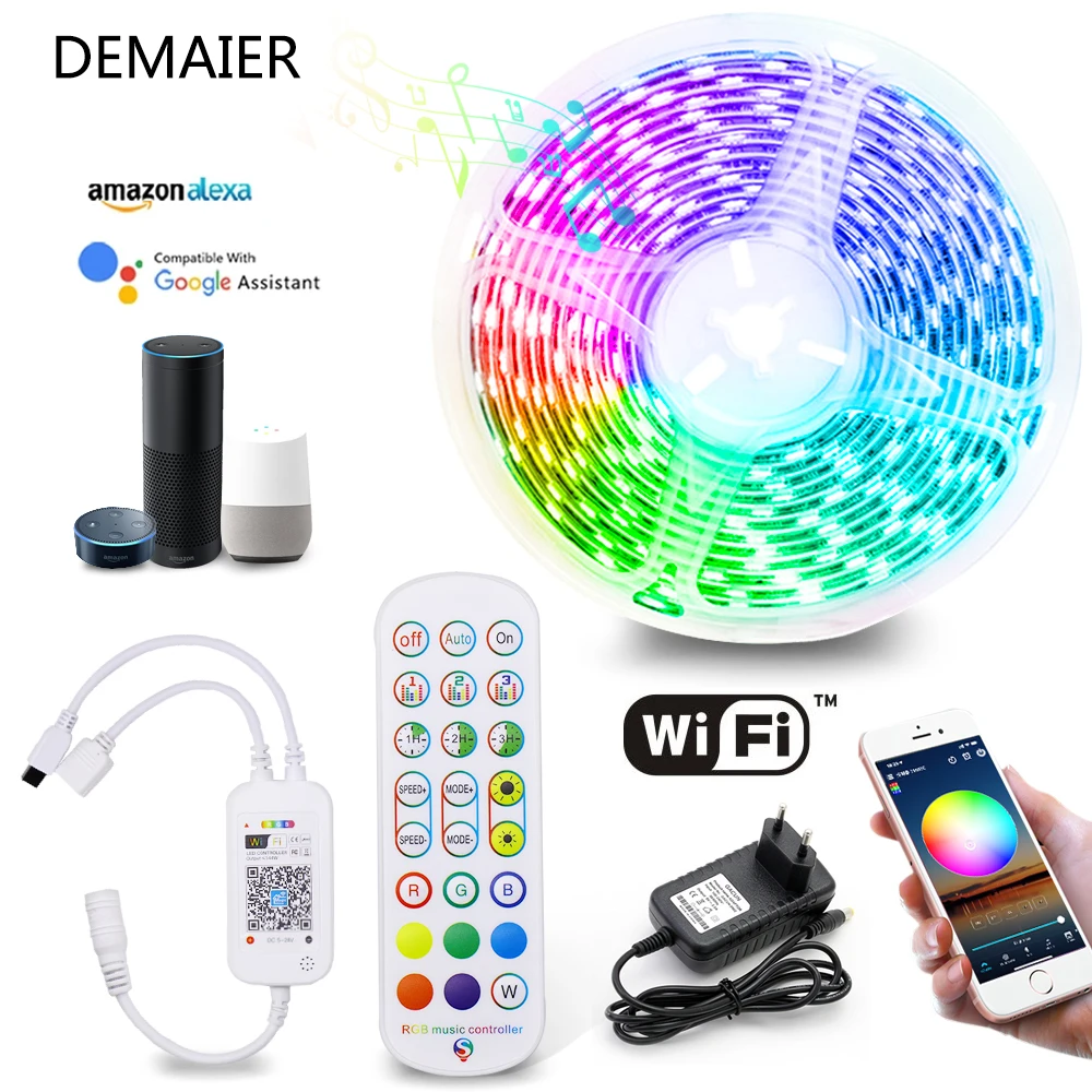 5 м 10 15 WiFi светодиодный Streifen Сезон лето Licht RGB Wasserdichte Band Urlaub SMD 5050 2835 полоса диод DC 12V