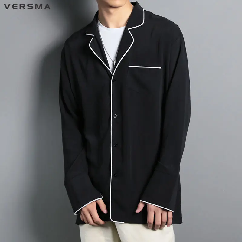 VERSMA Корейская Harajuku GD Пижама, винтажная рубашка с длинным рукавом для мужчин и женщин, хип-хоп Готический свободный стиль, гавайская рубашка для мужчин, Прямая поставка