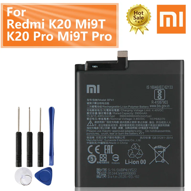 Оригинальный запасной аккумулятор BP40 для телефона Redmi K20 Pro Mi 9T Premium BP41 Xiaomi Mi9t 39000