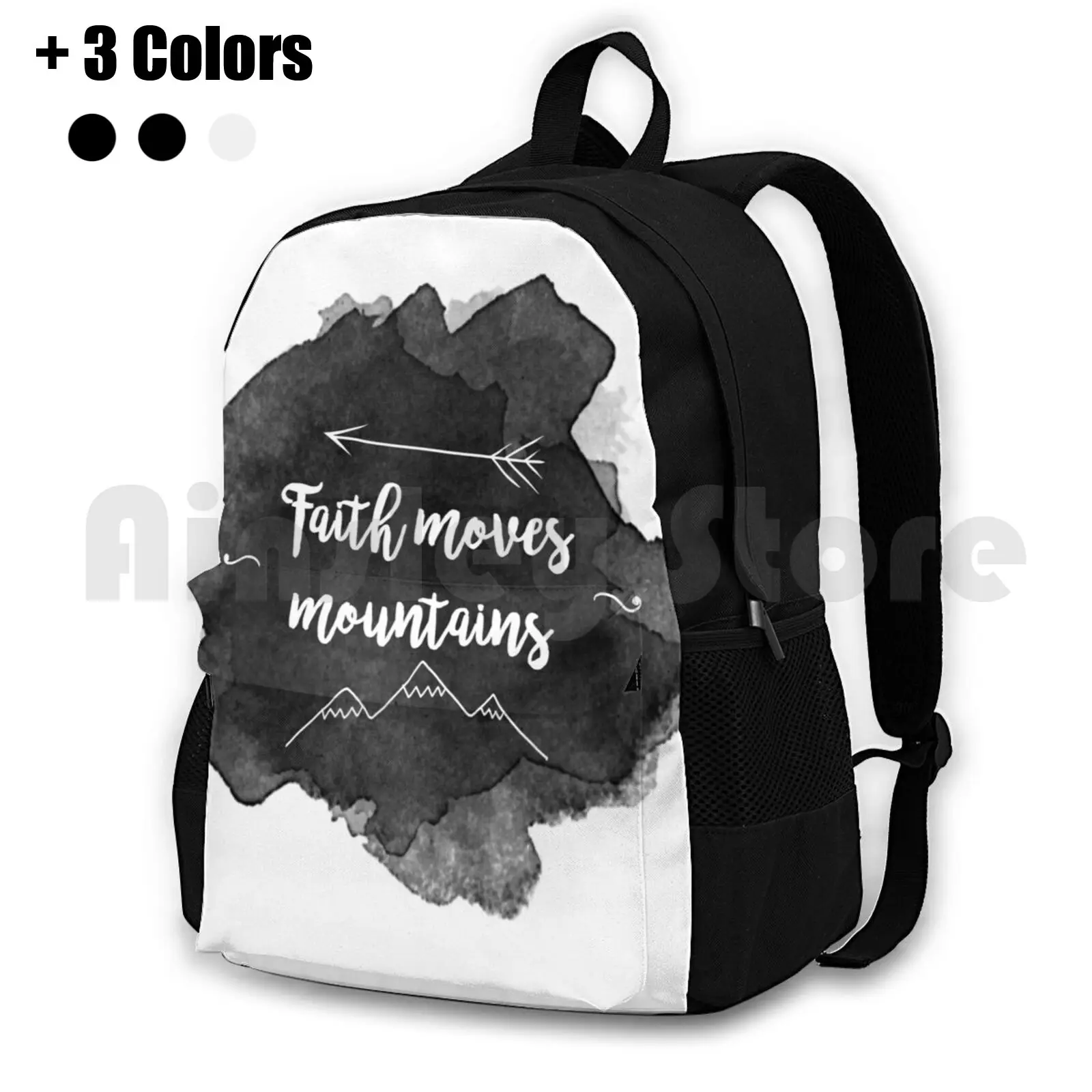 

Faith Quote Outdoor Hiking Backpack Riding Climbing Sports Bag Jesus Jesus Christ Jesus Cross Black White Grey Colorful Bethel