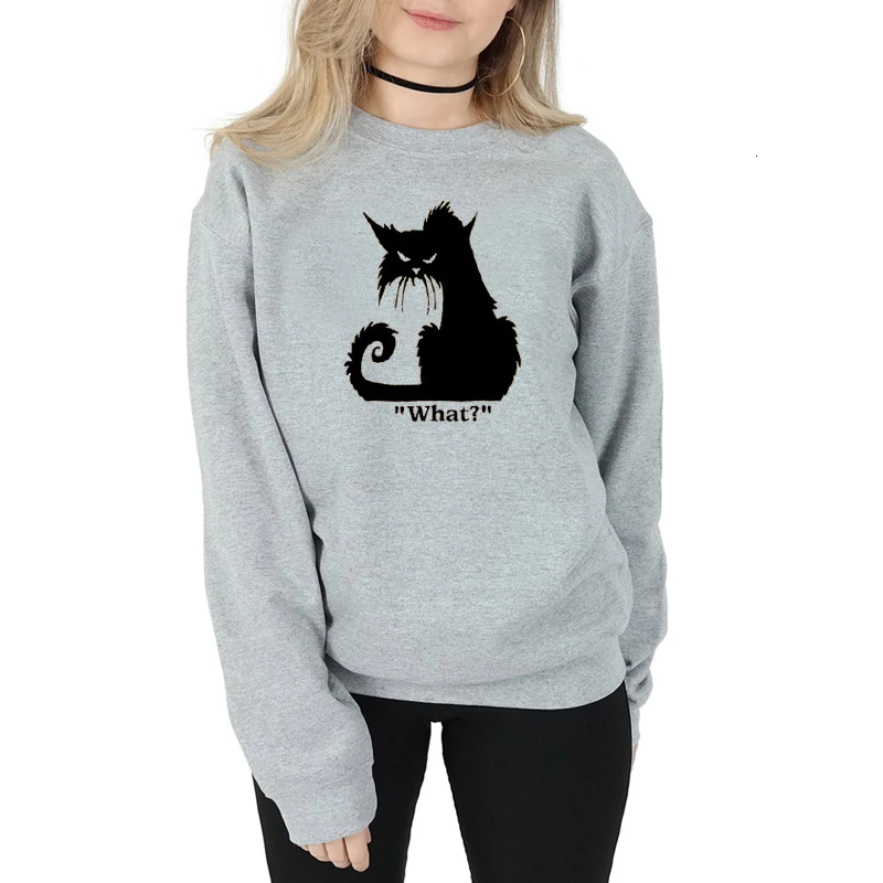 

Angry cat women fashion casual funny graphic tumblr young hipster cute sweatshirt slogan gift street style pullovers tops- L199