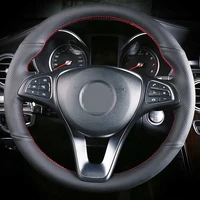 diy black genuine leather car accessories steering wheel cover for mercedes benz c200l e63 e300 e320 glk glc260 gla
