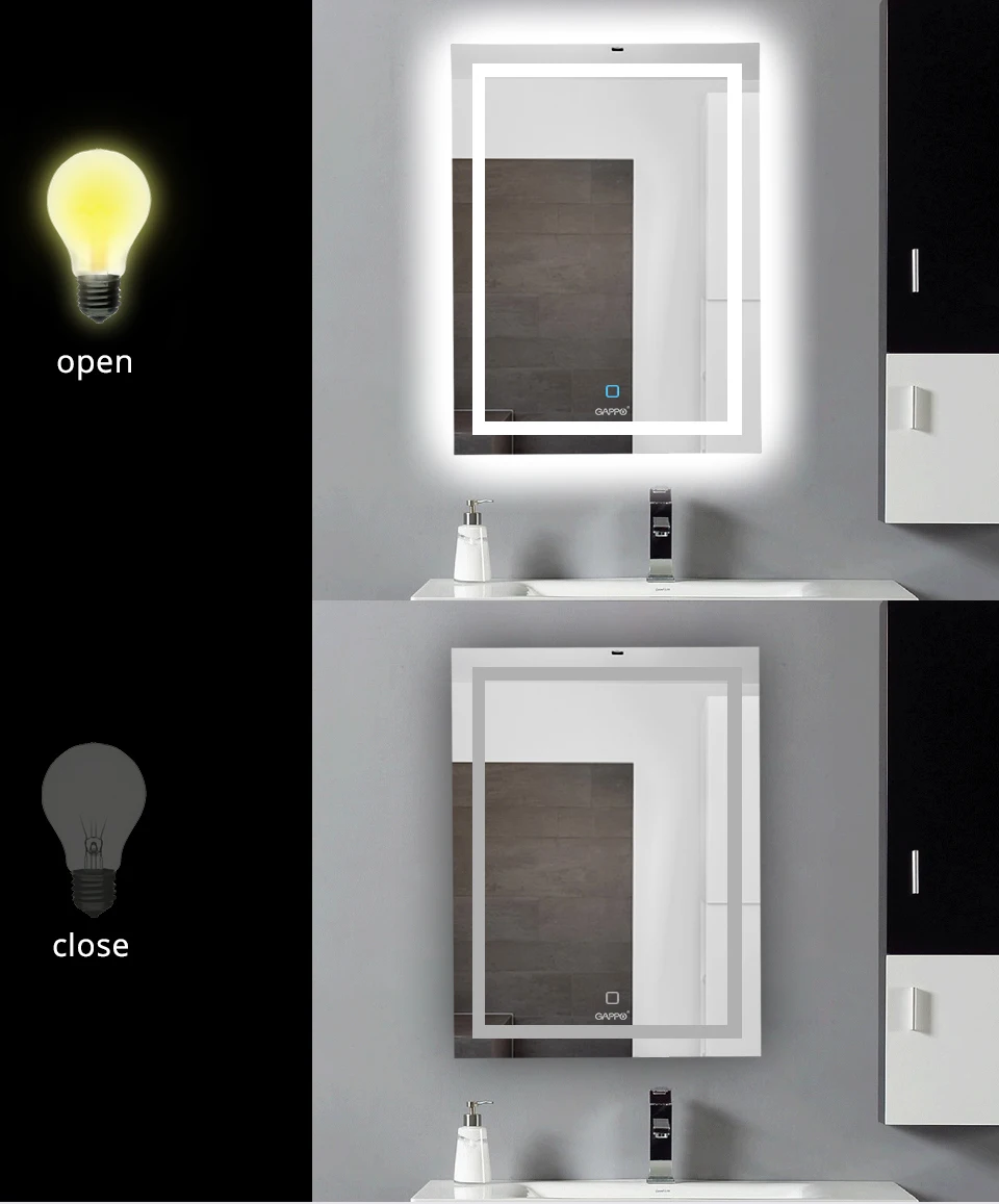 Gappo зеркала для ванной Led косметическое зеркало настенный светильник s ванная комната зеркала для макияжа прямоугольный сенсорный переключатель Регулируемый Светильник