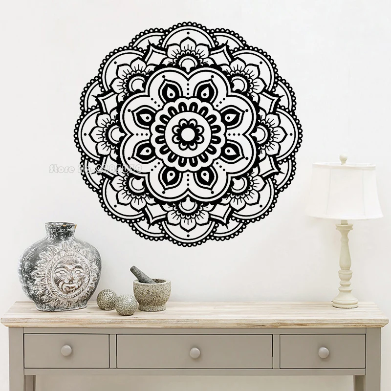 

Yoga Mandala Flower Religion Wall Vinyl Sticker Bedroom Living Room Home Decor fine Wall Decal Removable Murals Wallpaper LL347