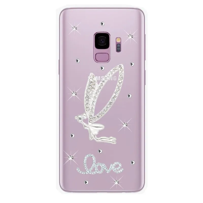 S9 плюс Чехол украшеннный горным хрусталем для Samsung Galaxy A8 A6 2018 J2 A2 Core J4 J6 A7 A9 A20E A70 A50