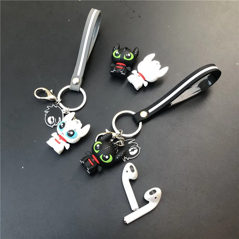 

Little Flying Dragon Keychain Love Couple Cartoon Dragon Keychain Night Shark Headphone Pendant Black And White Dragon Keychains