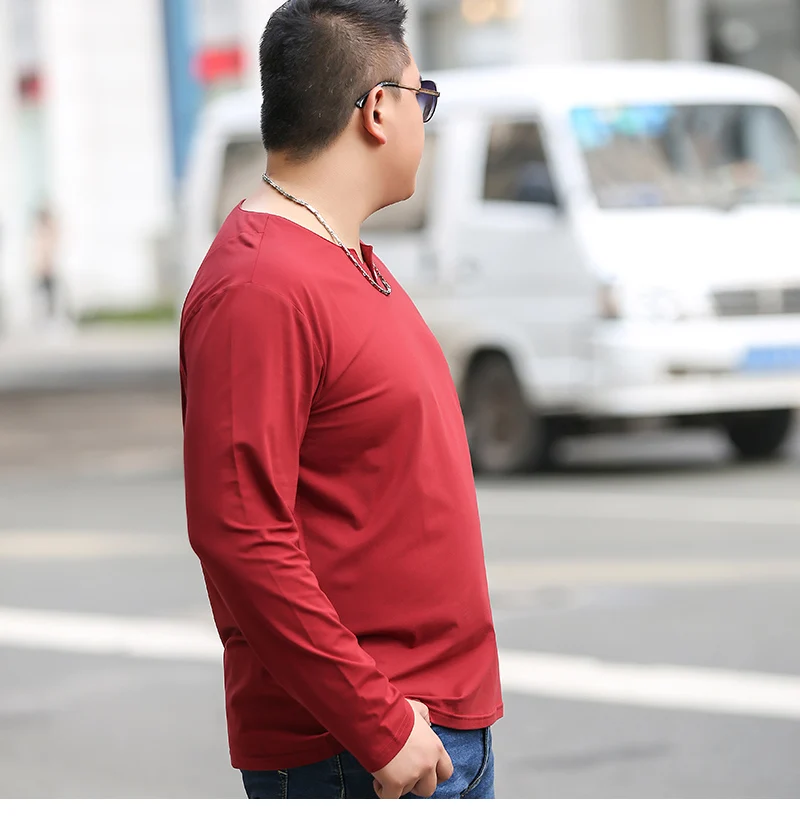 Мужские футболки с длинным рукавом большого размера плюс Топы простая черная