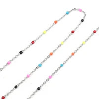 1m long stainless steel jewelry accessories silver color chain with color enamel beads diy bracelet necklace hand jewelry making