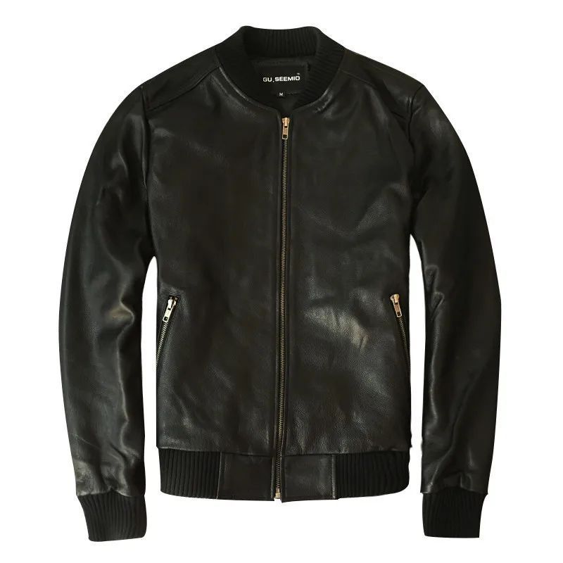 

Men's Leather Jacket Real Sheepskin Coat Genuine Cow Leather Jacket Men Plus Size Bomber Chaqueta Cuero Hombre LC-1002 KJ2278