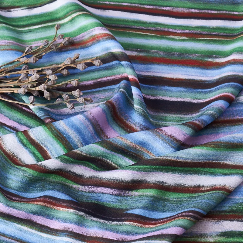Высокое качество Tencel сырой шелк льняная ткань абстрактная линия Акварельная