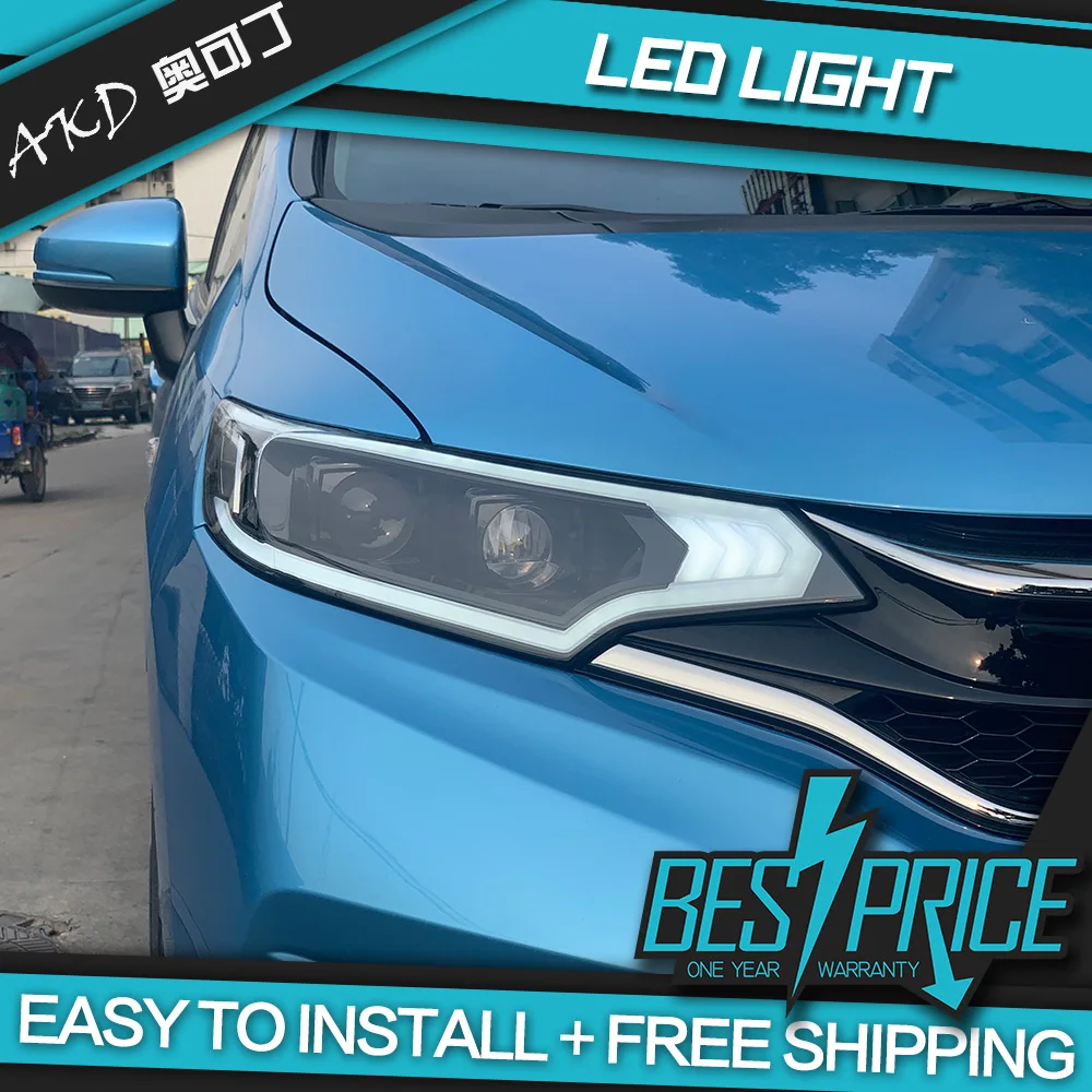 Автомобильный Стайлинг для Honda Fit gk5 gk 5 2014 2015 2016 2017 фары DRL Объектив Двойной Луч 4