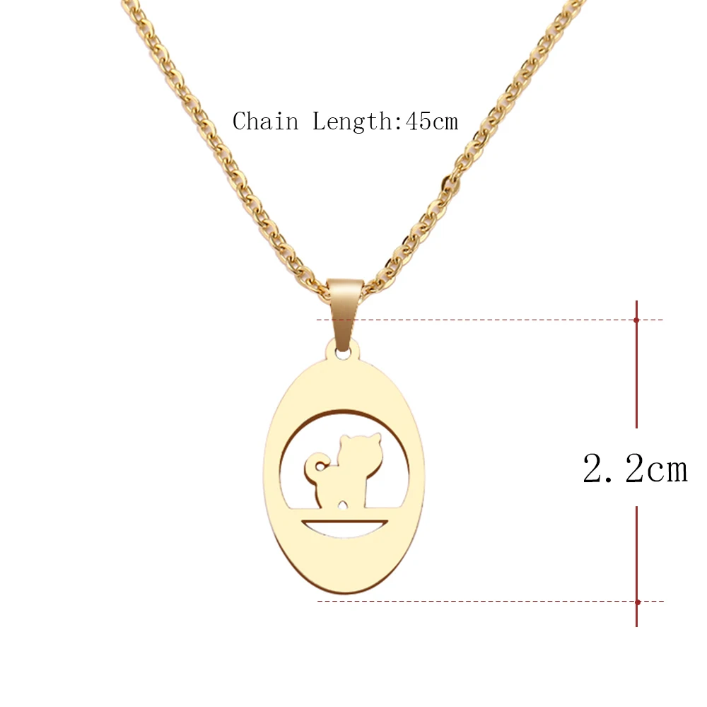 Ожерелье из нержавеющей стали CACANA для женщин и мужчин кулон в виде кошки колье