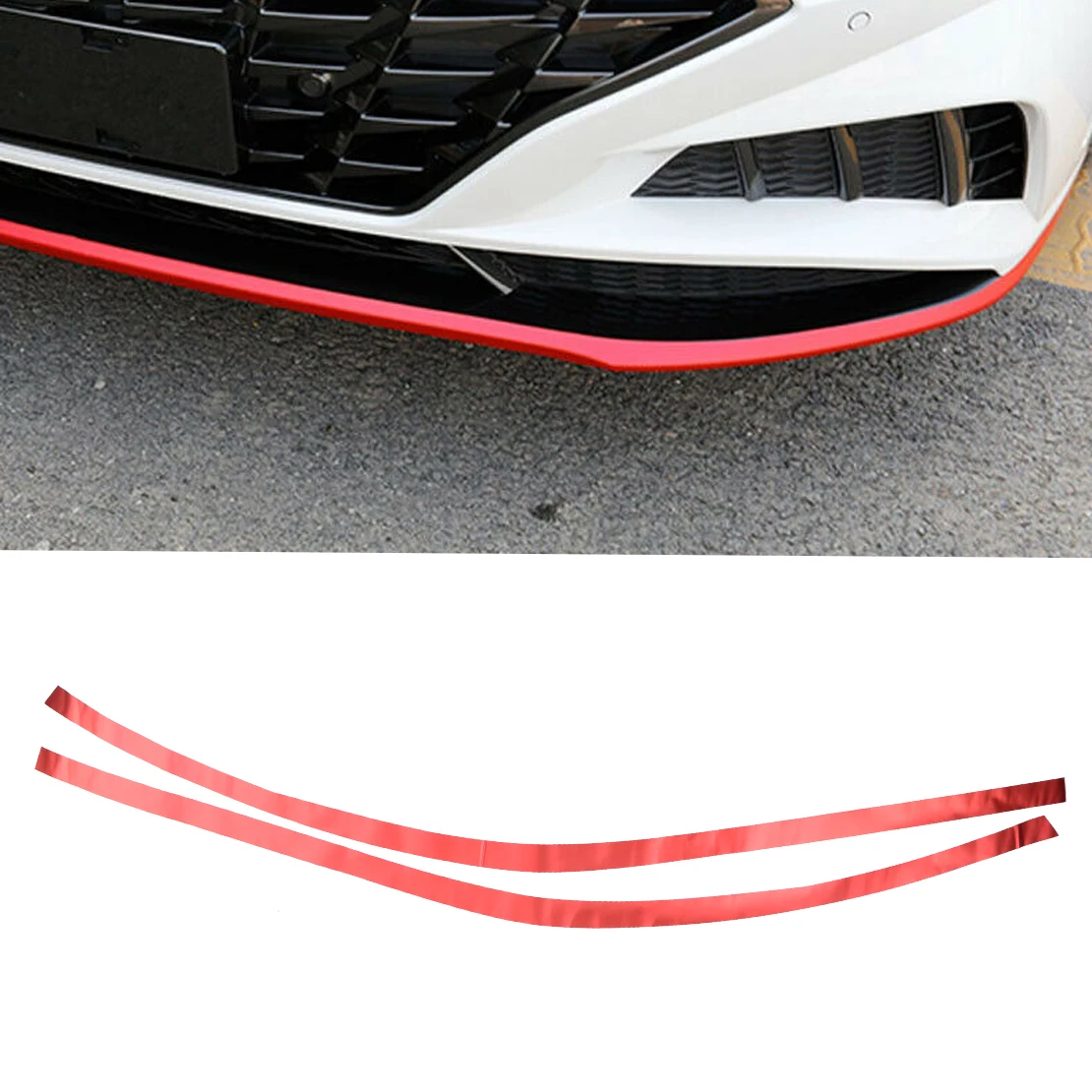 

1 Set Car Red Front Bumper Spoiler Lip Skirt Covers Trims Decoration Fit For Hyundai Sonata 2020 2021 Plastic