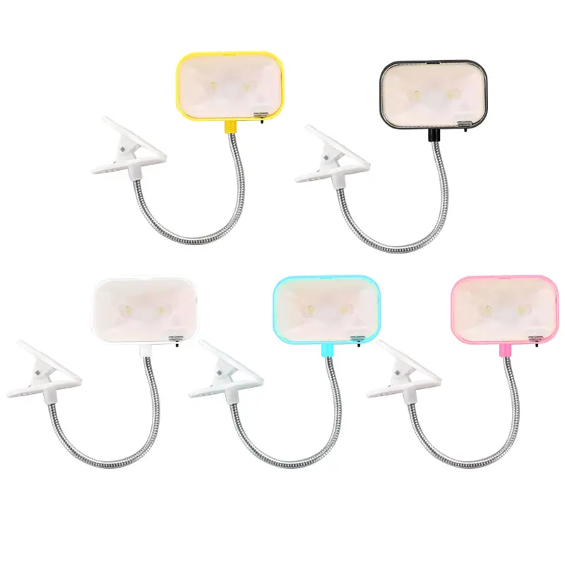 Flexible Bright 2 LED Night Light With Clamp Reading Lamp Retro Rectangle |