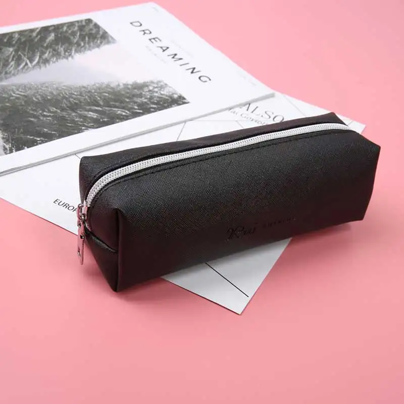 

2020 Kawaii Pencil Bag Simple Canvas Pencil Bag Creative Male and Female Student Pencil Case Grid Schools Offices