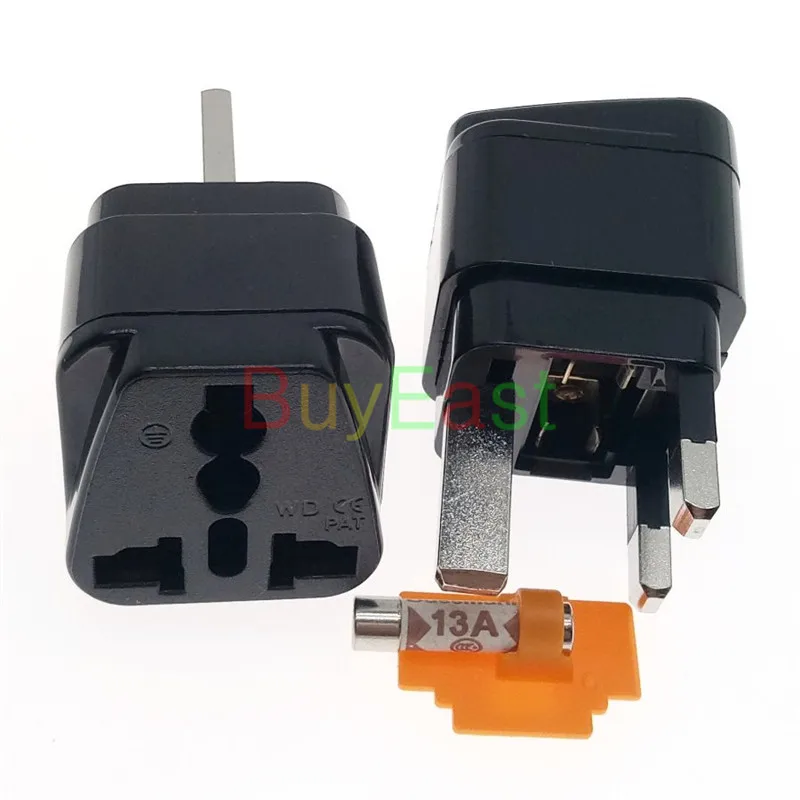 

(1 PCS) UK Malaysia Ireland Britis Travel Adapter Type G Outlet BS1363 13 Amp Fused Convert /AU/China/EU/US/UK Plug Black