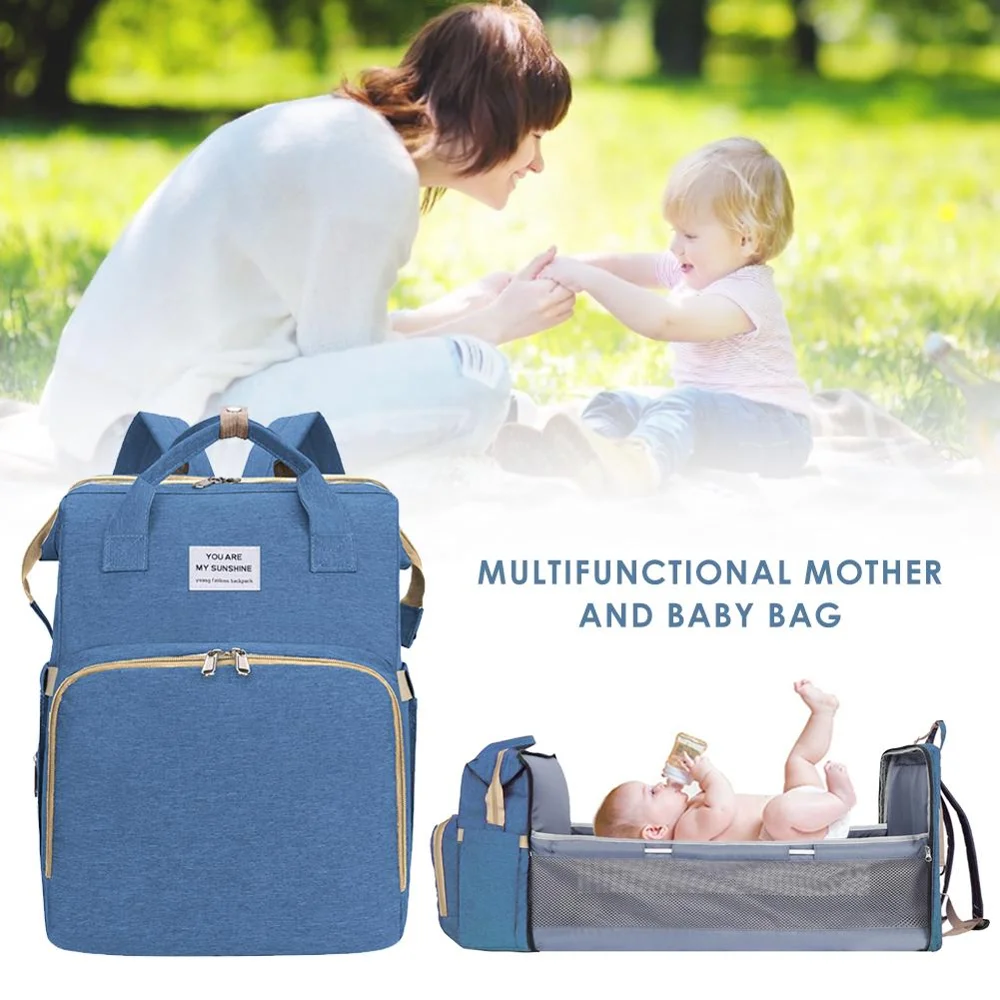 

Large Mummy Maternity Diaper Bag With Folding Bed Travel Green Backpack For Mom Waterproof Baby Changing Nappy Stroller Bag