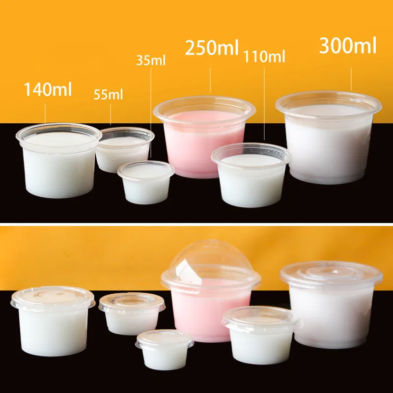 100 шт. одноразовые прозрачные пудинговые чашки с крышкой|Одноразовые чашки| |