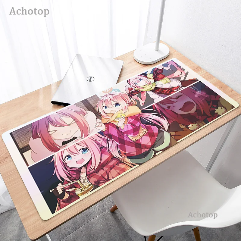 japan anime yuru camp mouse pad large cute girl mousepads xxl laptop office gaming accessories fashion otaku rubber computer mat free global shipping