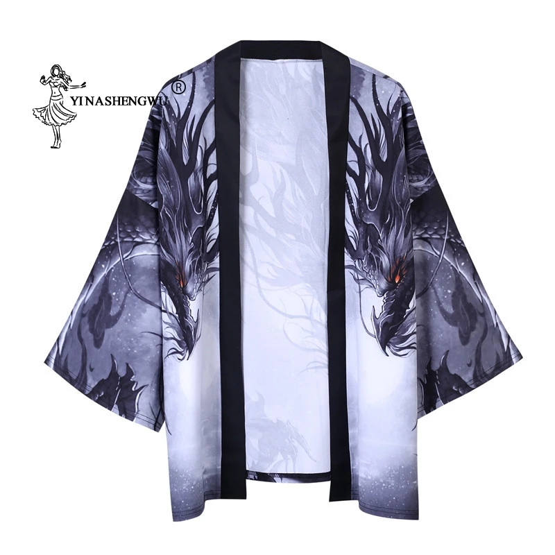 Yukata женский кимоно кардиган мужской традиционное японское кимоно рубашка костюм косплей китайский стиль мужской Дракон Карп принт пальто