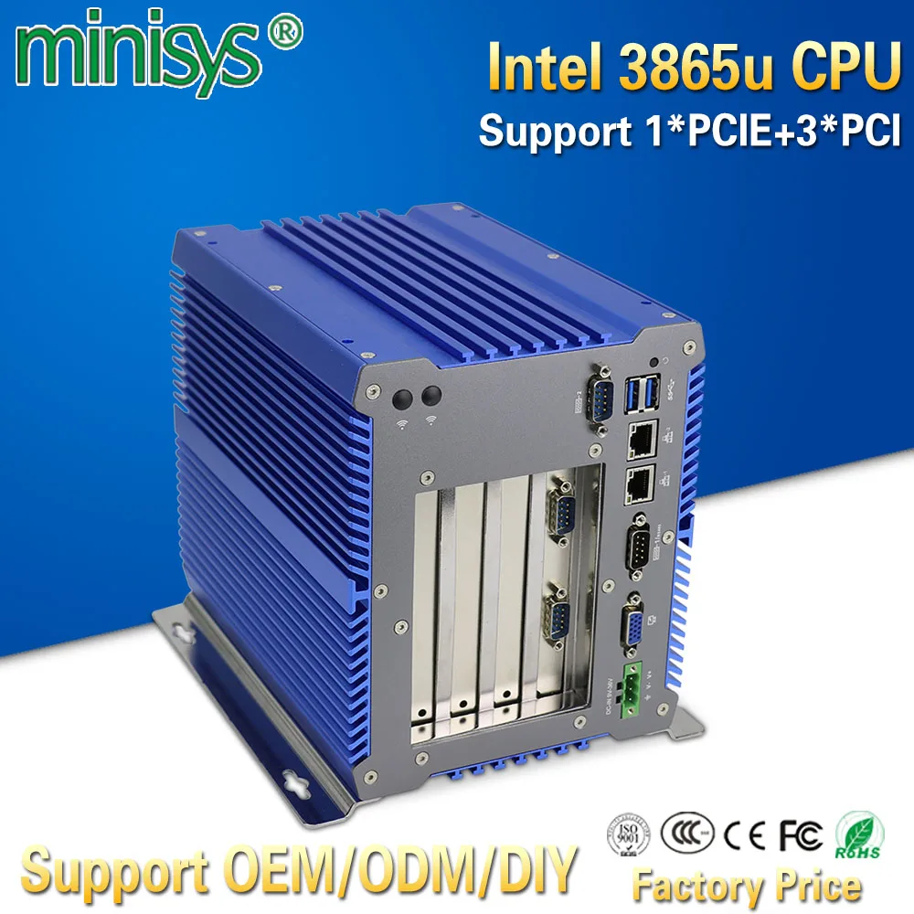Minisys прочный промышленный встроенный в корпус ПК процессор Intel Celeron 3865u Dual Lan Mini ITX безвентиляторная Поддержка компьютера 3* PCI 1* PCIE