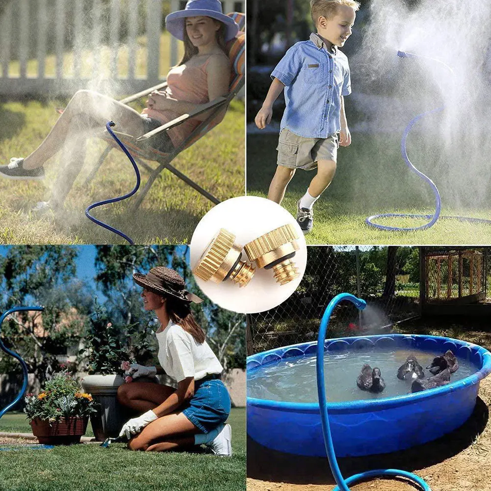 

2M Flexible Misting Stand Portale Outdoor Cooling Mist System Water Mister Stand Hose Cooling System With 2Brass Mist Nozzle