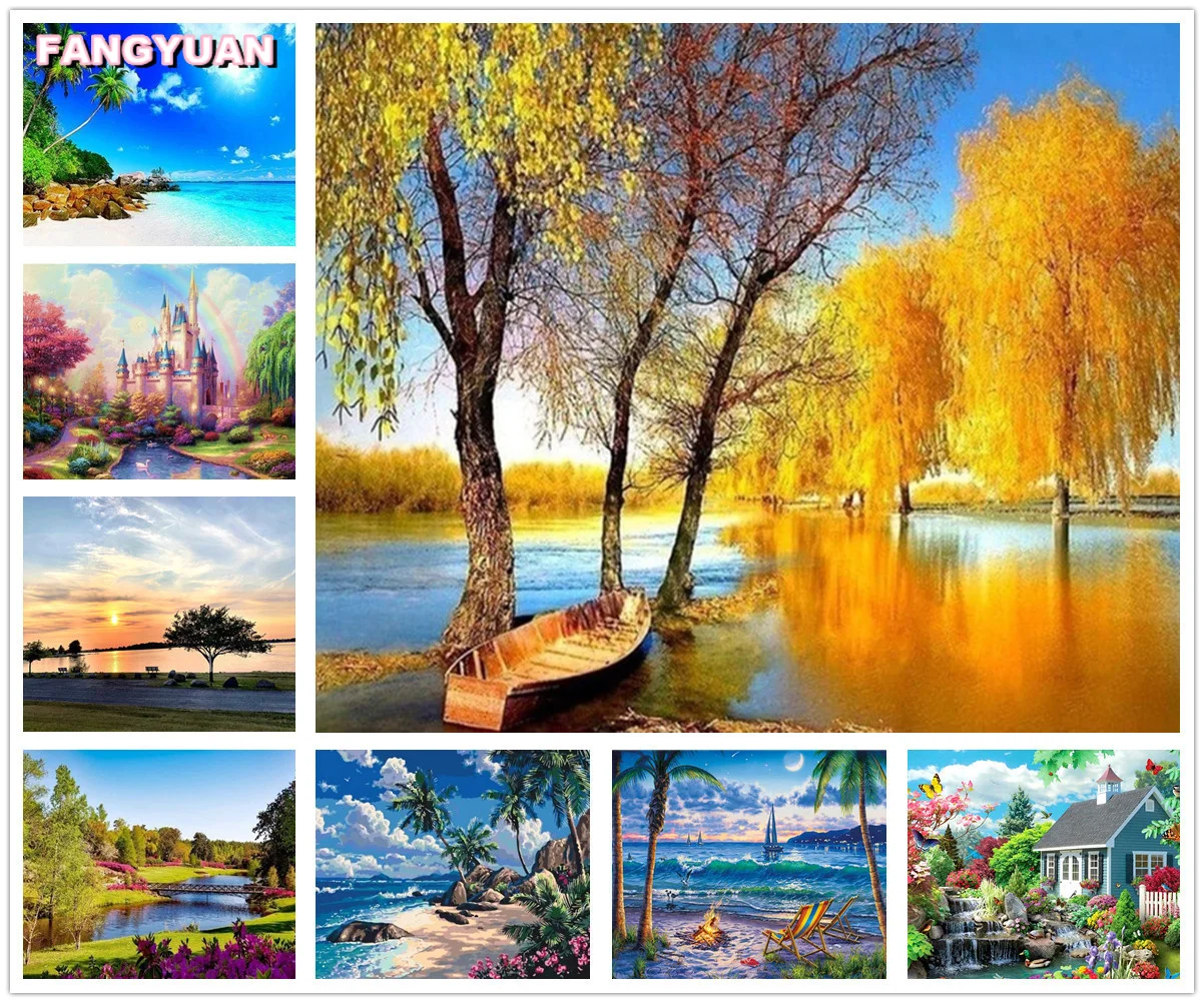 

5D Diy Full Diamond Mosaic Embroidery Cross Stitch Kits Nature Scenic Forest Diamond Painting Art By Number Picture Home Decor
