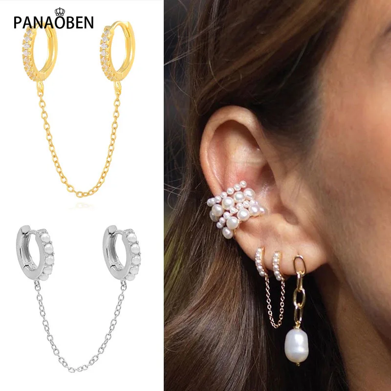 

Серьги-подвески PANAOBEN женские из серебра 925 пробы, длинные висячие ювелирные украшения с кисточками в Корейском стиле, Двойные серьги в стиле...