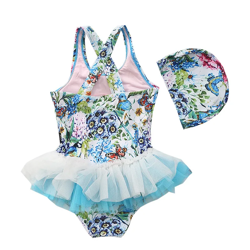 

Beach Baby Girl Princess Dress One-piece Swimsuit Fluffy Yarn Pleated Light Suspender Baby Girl Bathing Suit Toddler Swimwear