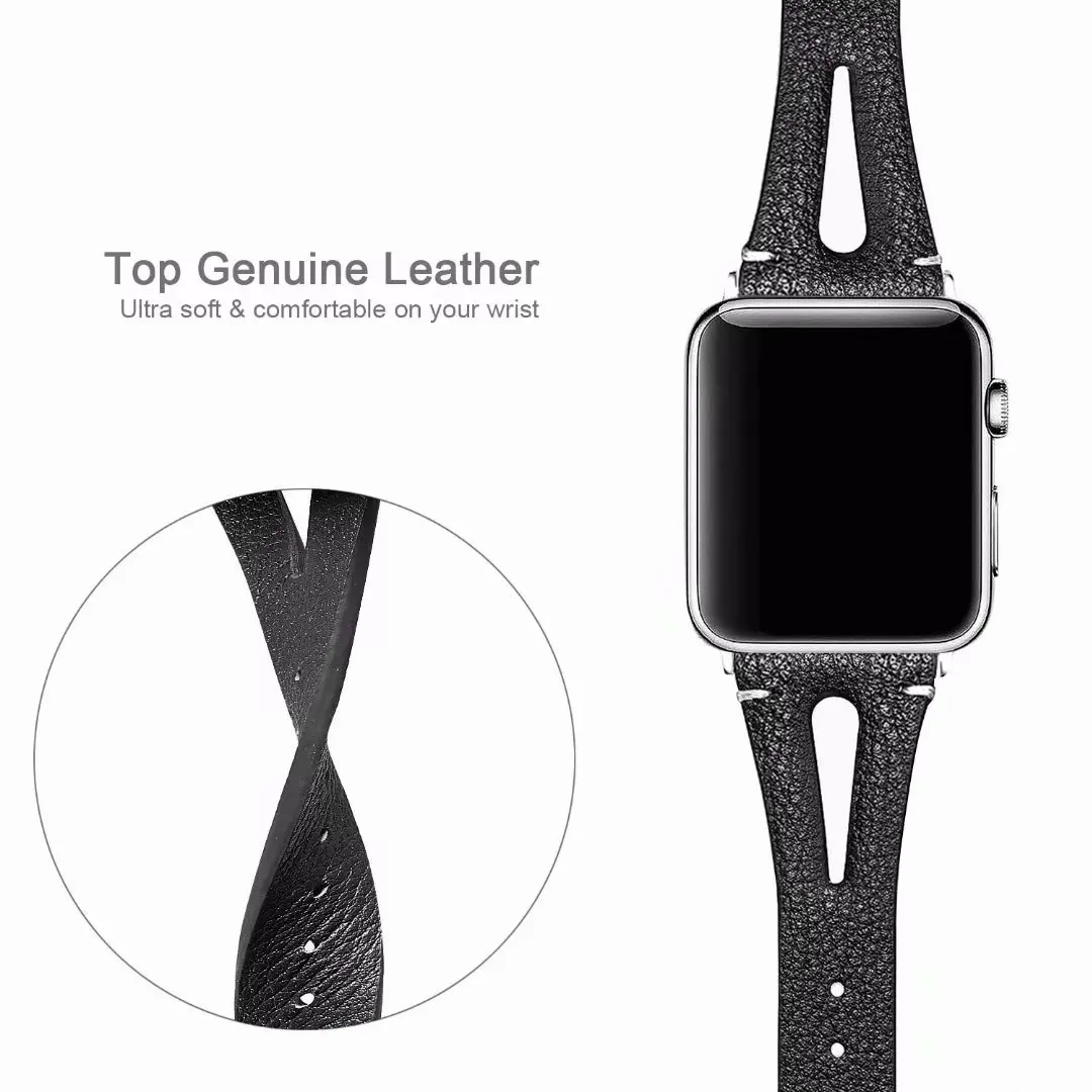 Ремешок кожаный для Apple Watch Band 44 мм 40 браслет iWatch 4 3 2 1 38 42 мм|Ремешки часов| |