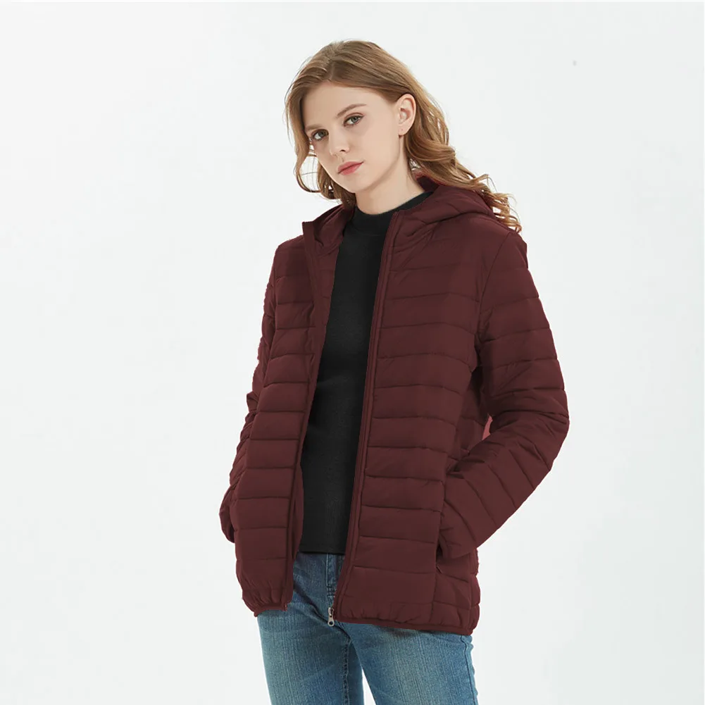 2021 Women's Mid-length Thick Loose Parkas Hooded Zipper Solid Color Cotton Jacket Warm Pocket Coat Fashion Parka Brand Clothing