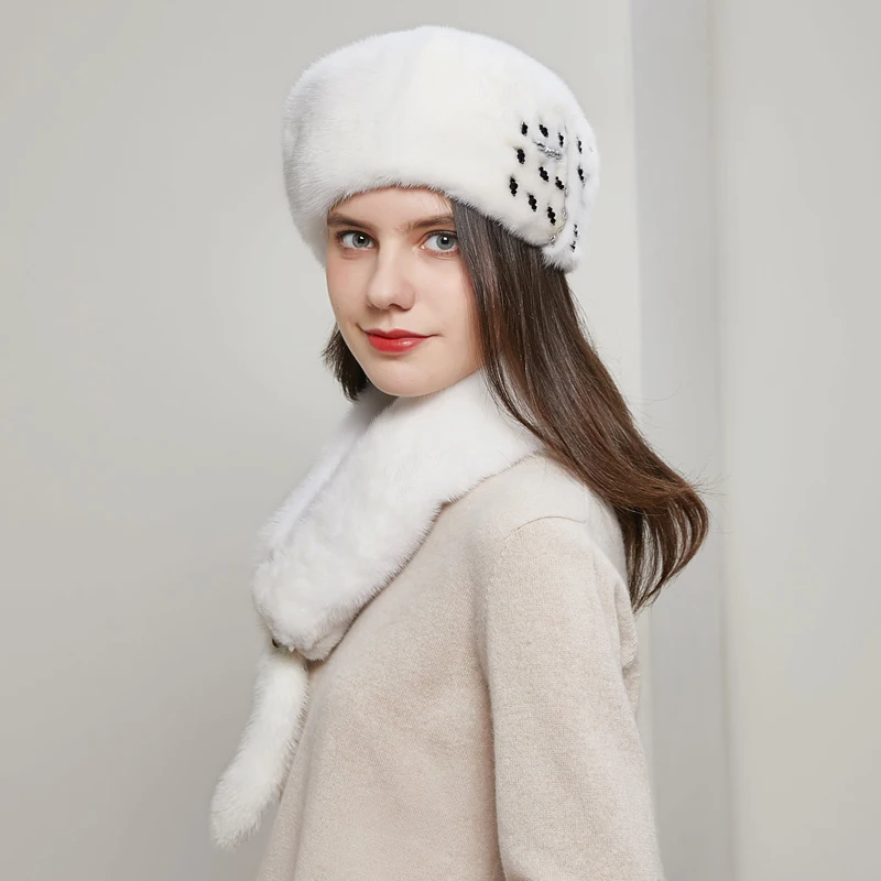 Overall mink fur hats ladies luxurious and fashionable high-quality new caps Russian winter to keep warmDY-04 | Аксессуары для