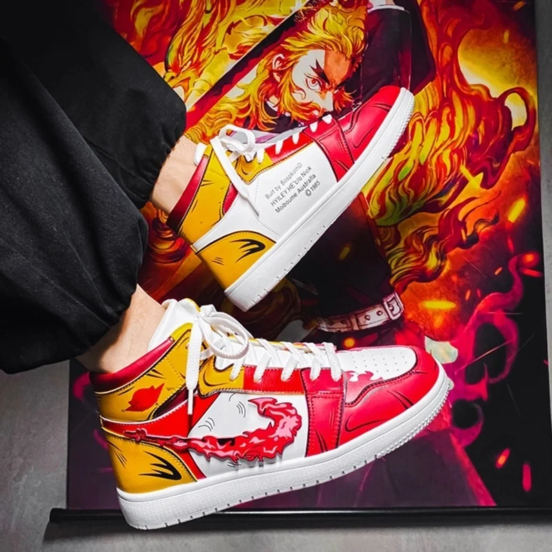

KLYWOO - Kyoujurou Mens High Top Sneakers, Casual Sneakers, Hip Hop, Fashion Demon Slayer Anime, Mens Running Shoes, Cosplay