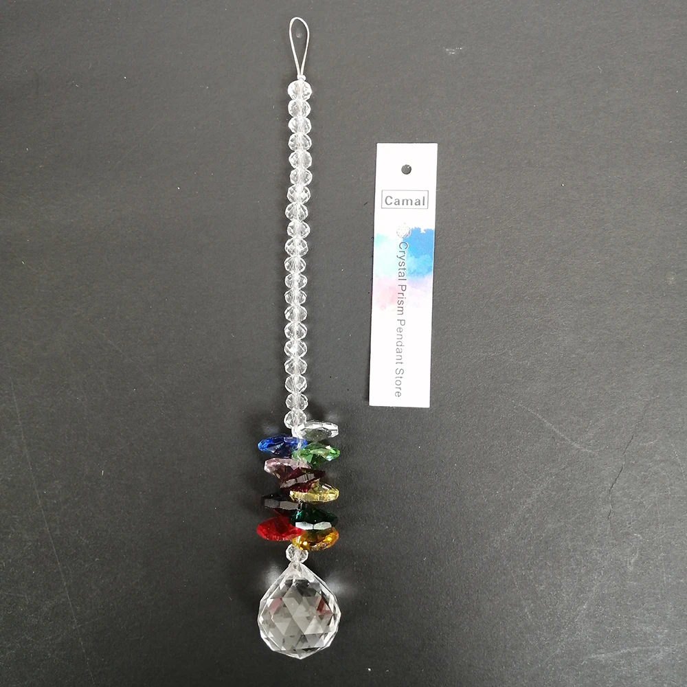 

Camal 1pcs 17m 20mm Faceted Crystal Ball Pendant Prism Garland Hanging Chandelier Lamp Lighting Part Suncatcher Wedding Party