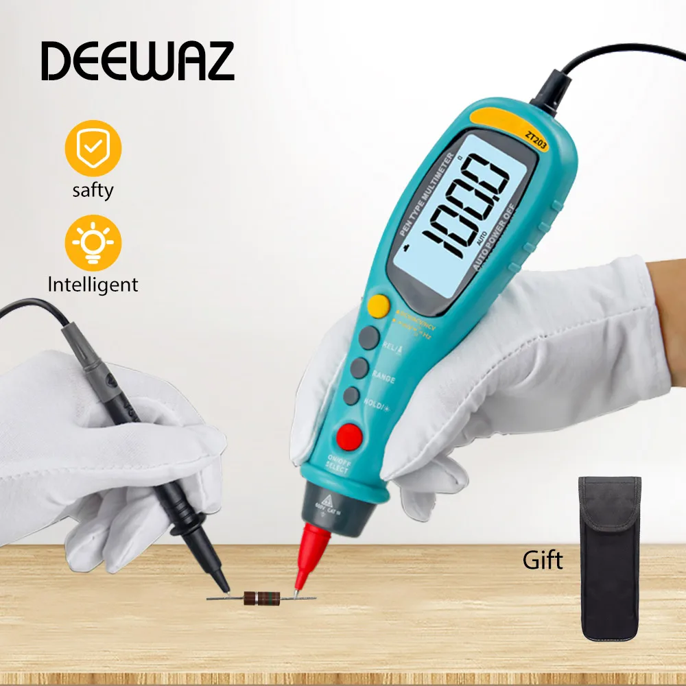 

Deewaz Digital Multimeter LED Backlit Display AC/DC Voltage Capacitance Ohm NCV Hz Transistor 6000 Auto Counts Smart Tester
