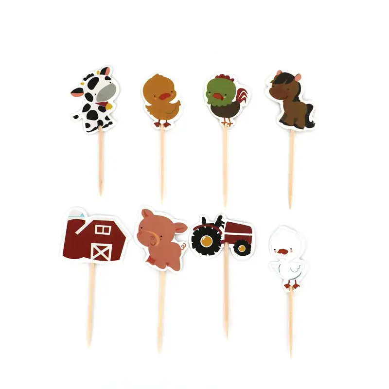 cupcake topper 24pcs Забавные Животные тема disney Бэмби Лось Совы лисы Ежик одноразовая посуда вечерние детский день рождения, День благодарения вечерние декор, Декор для дома - Цвет: cupcake topper 24pcs