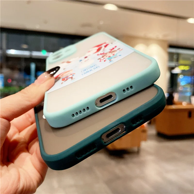 Painted Santa Deer Pattern Phone Case For iPhone 12 11 Pro Mini X XR XS 7 8 Plus SE 2020 Soft TPU Camera Protection Back Cover