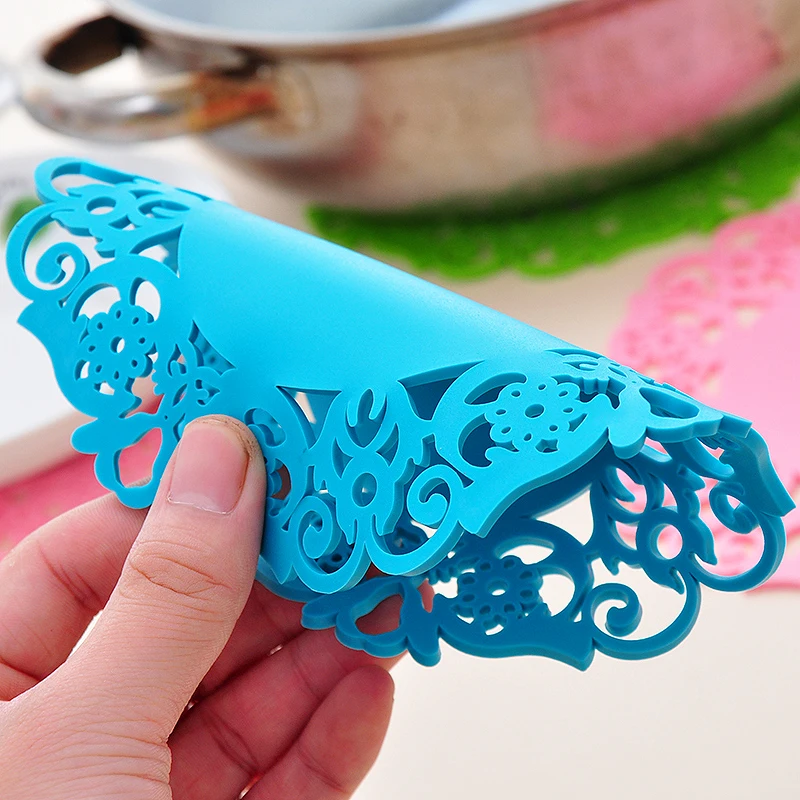 Креативный круглый силикагель термостойкий Коврик бытовой кружевной цветок