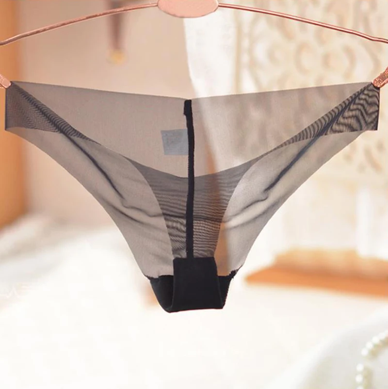 

Женское цельное бесшовное бикини, нижнее белье, прозрачные супертонкие мягкие трусики, сексуальное нижнее белье с Т-образной спинкой