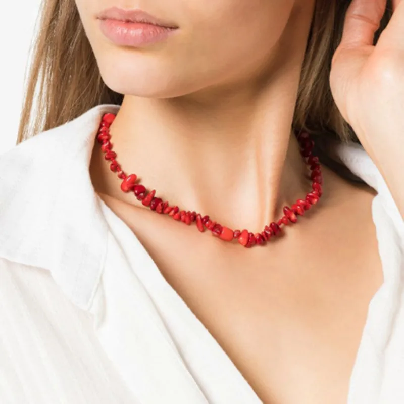 2020 Bohemian red coral necklace handmade women pearl подвеска на шею friend birthday gift fashion beautiful clothes accessories |