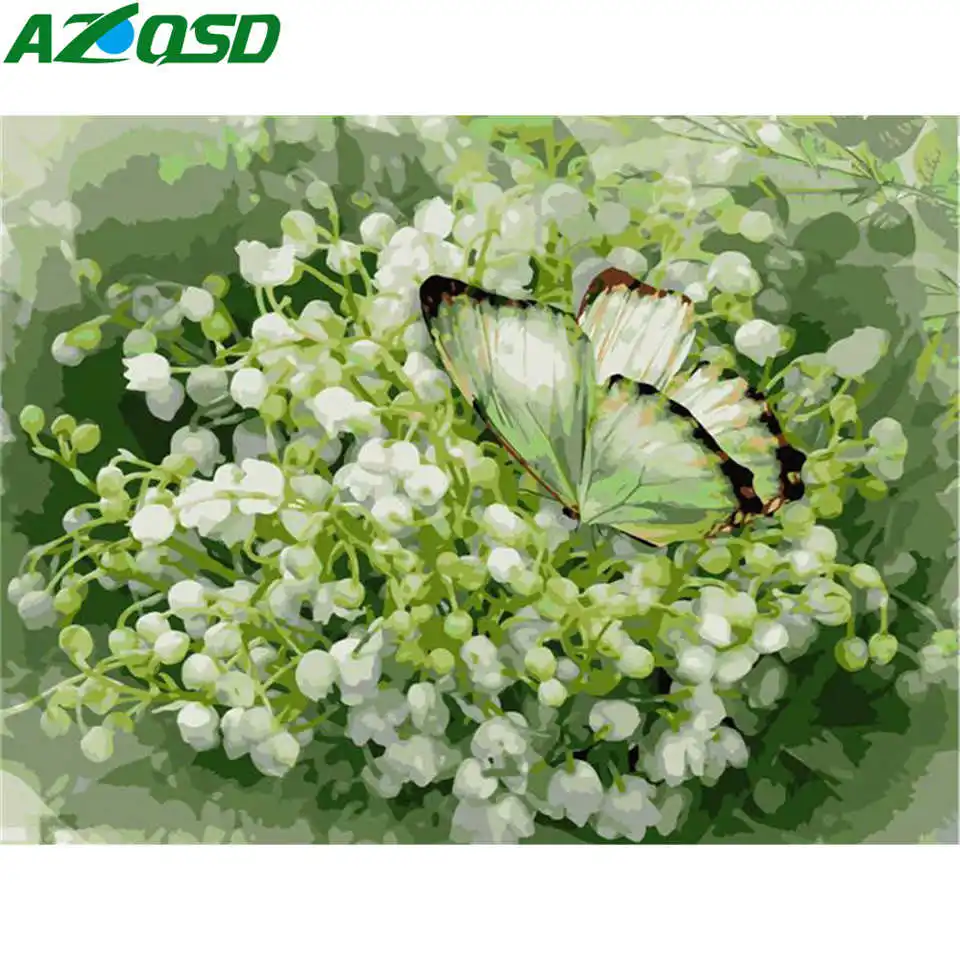 

AZQSD Picture Oil Painting By Numbers Butterfly Painting By Numbers Animal Diy Wall Art Hand Paint Kit Canvas Home Decor Gift