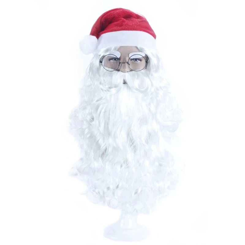 

Xmas Gift Santa Claus White Beard Wig Christmas Party Fancy Dress Cosplay Costume Accessory Fake Hair