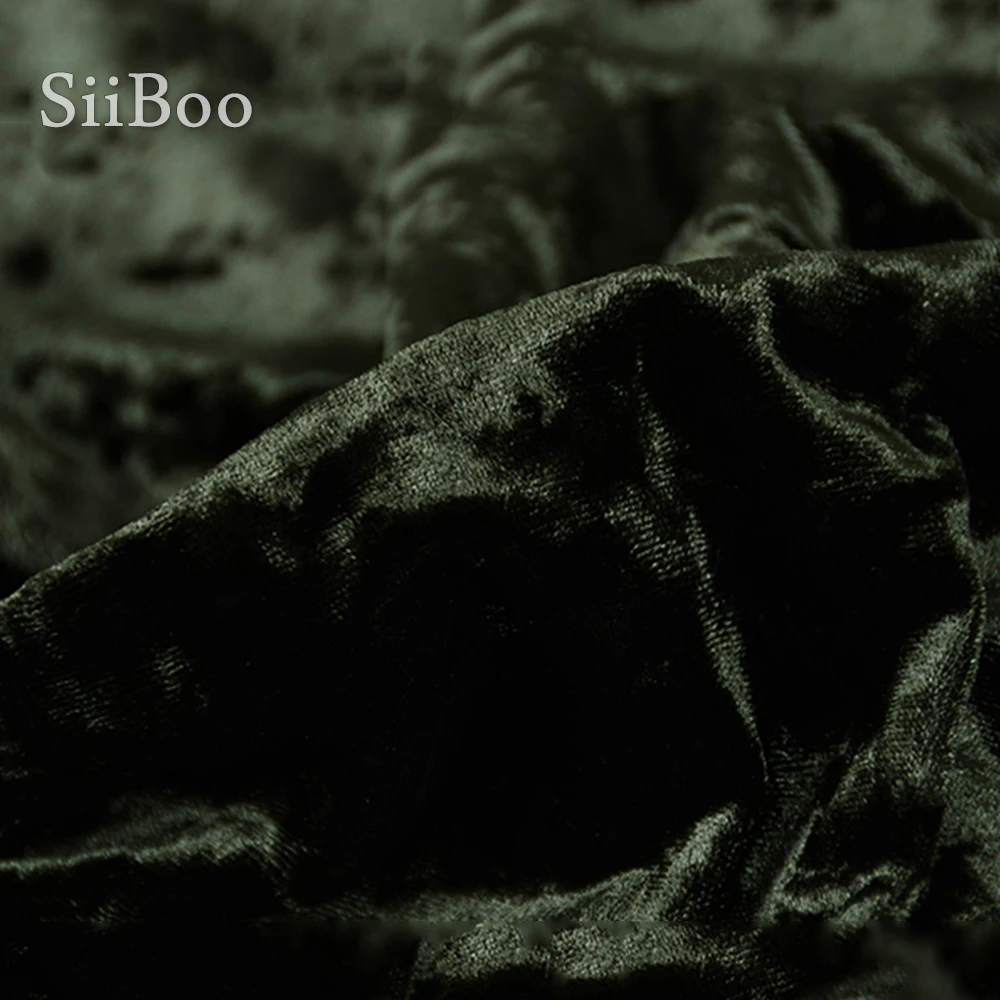 Темно-зеленая велюровая ткань бархатная тянущаяся в Корейском стиле одежда для